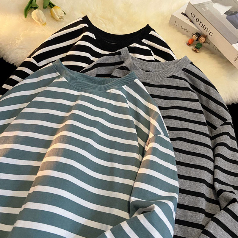 Весенне-осенняя новая модная свободная одежда в гонконгском стиле, модный бренд, полосатый комплект из двух предметов для пары, дропшиппинг в гонконгском стиле