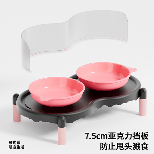 Bubble Cat Bowl Stand Ceramic Cat Bowl Dog Bowl Pet Dual Bowl Cat Feeder Water Bowl Leak-Proof Can Be Placed and Replaced