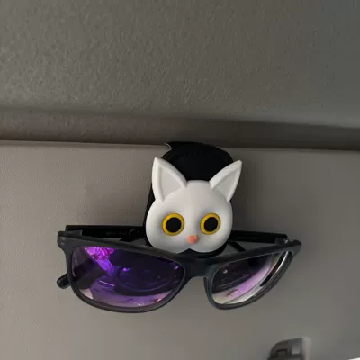 clip glasses frame car – Car Glasses Clip/Bill Clip - white-cat-black-leather-glasses-clip