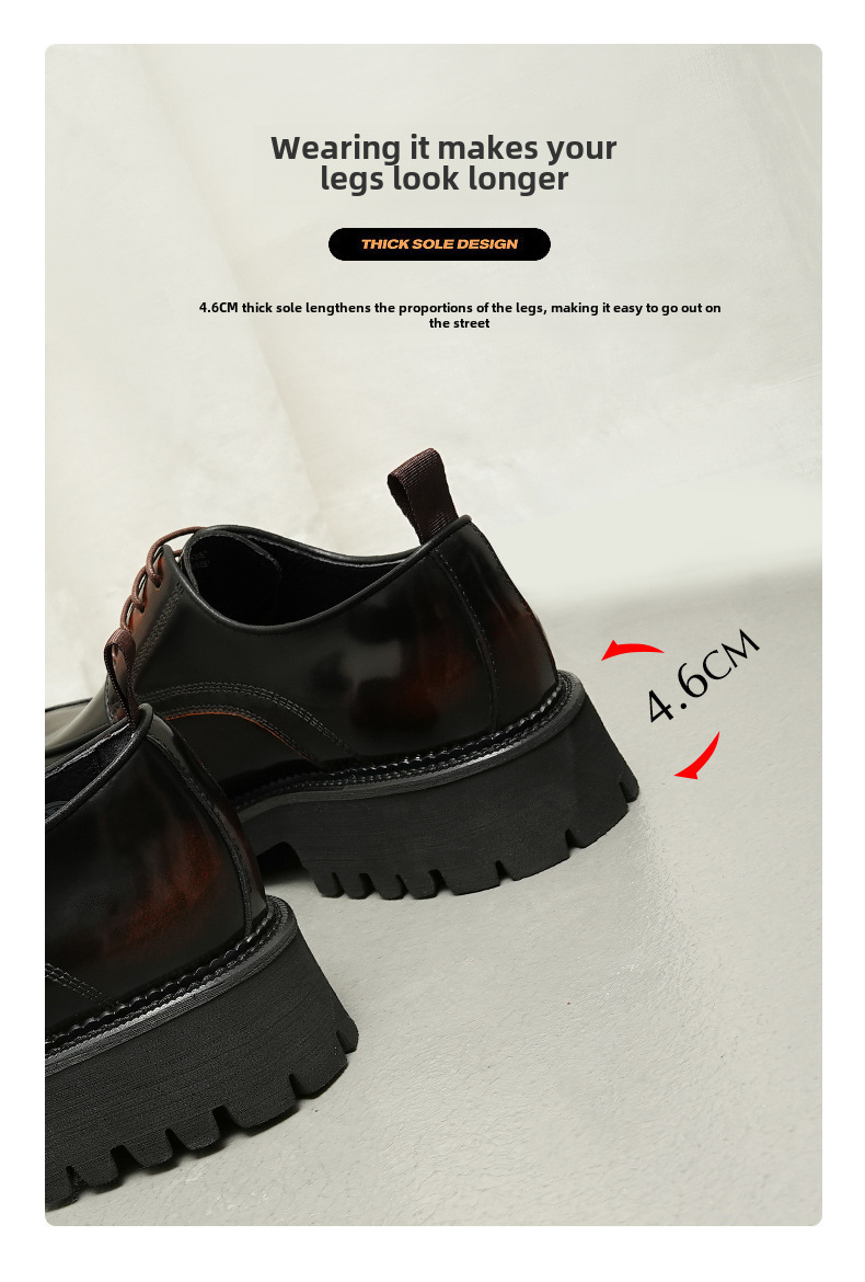 Thick-soled glossy leather shoes men's leather leather square toe British business casual Derby height increasing formal wear men's shoes Guangzhou sh_voghion.com