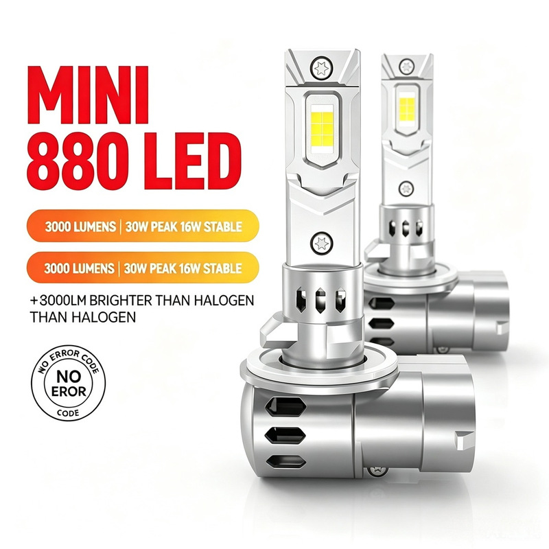 Cross-border model 880 with fan, direct plug-in car LED headlight and fog light mini bulb, non-destructive installation, direct plug-in headlight