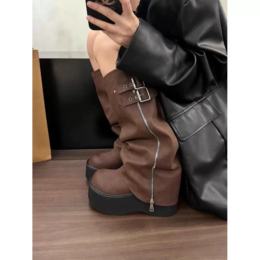 Толстая подошва не увеличивается, но колено сапоги сладкие горячие девушки высокие сапоги рыцарей высокие каблуки 2024 новые осенние брюки сапоги женские