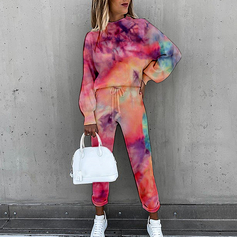 tie-dye printing high-neck long-sleeved clothes set NSZH37435