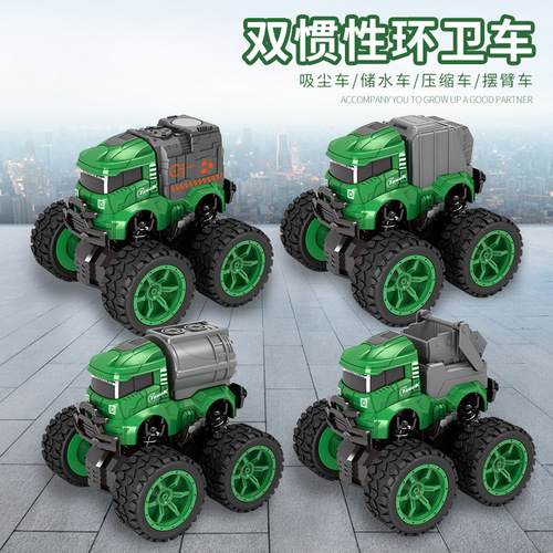 Inertial four-wheel drive stunt off-road vehicle for children and boys model car military fire engineering toy car car gift