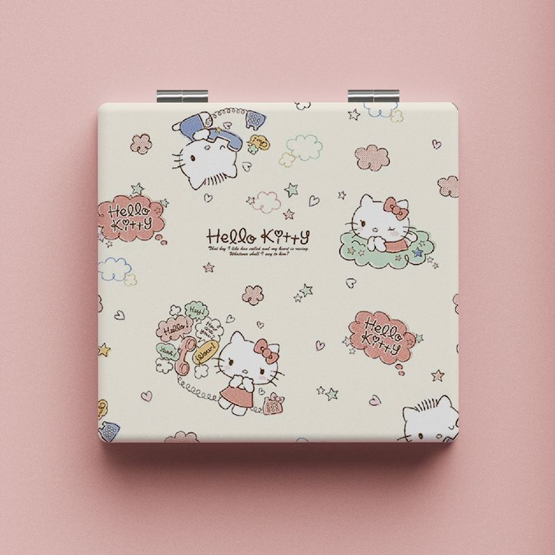 Lindo espejo pequeño Sanrio Kulomi espejo de maquillaje portátil de alto valor espejo de maquillaje portátil dormitorio de estudiantes espejo de maquillaje plegable