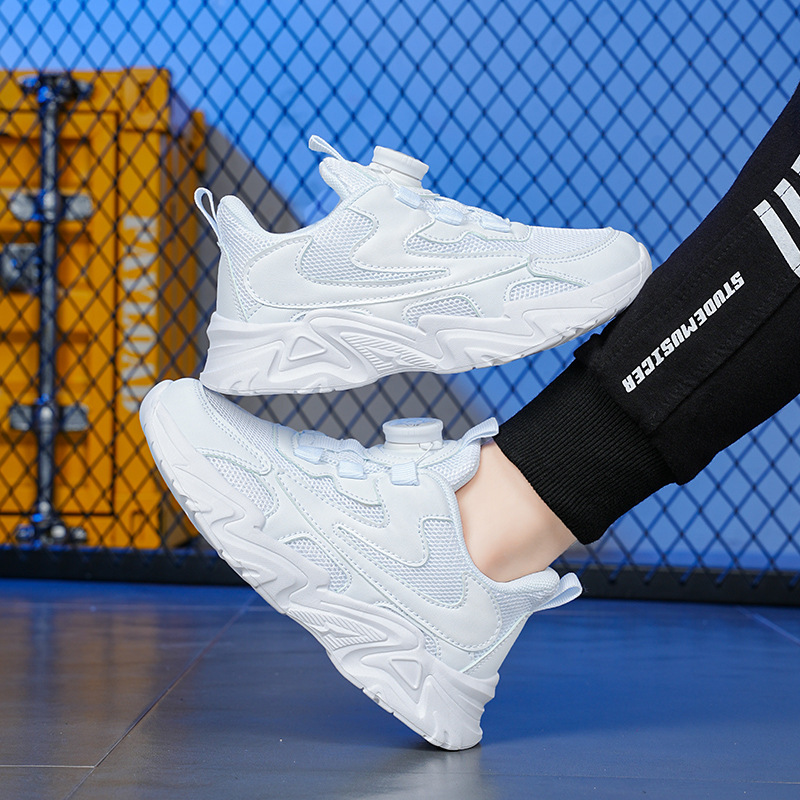 Estudiante de la escuela primaria zapatillas de deporte zapatos blancos de los niños blancos zapatillas de deporte casuales de las niñas zapatos blancos de cuero impermeable