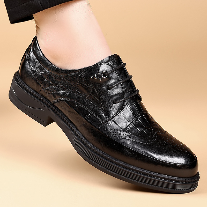 2024 cuatro temporadas zapatos de cuero de cocodrilo bajo retro moda puntual zapatos casuales de hombre correa zapatos de cuero ligeros image 3