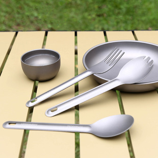 Pure Titanium Spoon and Fork Set for Home Modern Simple Accessible Luxury Retro Camping Style Portable Outdoor Picnic Tableware Customization