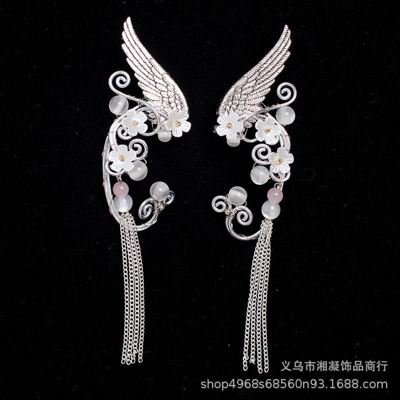 Popular foreign trade item: Non-pierced ear clips, creative handmade elf angel wings ear clips, vintage earrings, tassel earrings for women