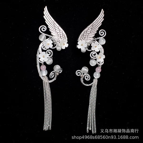 Popular foreign trade item: Non-pierced ear clips, creative handmade elf angel wings ear clips, vintage earrings, tassel earrings for women