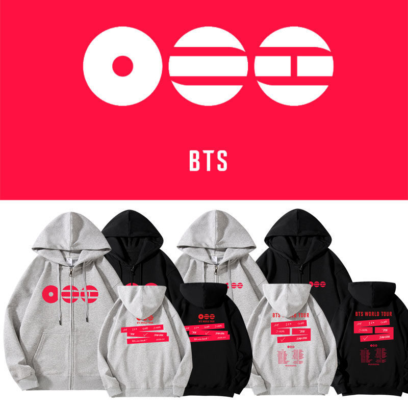 Bts 2026 World Tour Concert Edition Spring and Autumn Loose Hooded Zip-Up Sweatshirt Jacket Bts 2026 World Tour Concert Edition Spring and Autumn Loose Hooded Zip-Up Sweatshirt Jacket