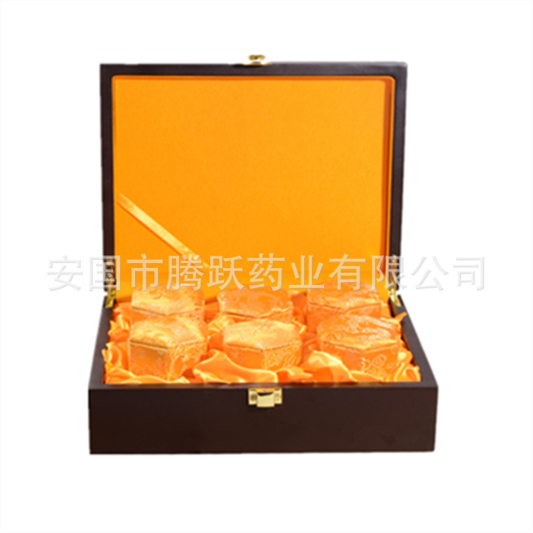 Wooden Brocade Pill Packaging Box Empty Honey Pill Display Case Jewelry Storage overview