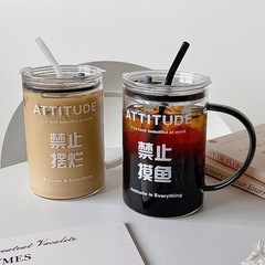 1000ml glass water cup with handle straw cup office large capacity drinking cup high temperature resistant trendy cup