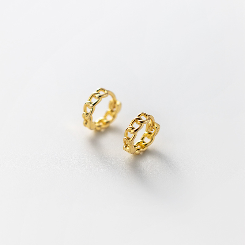 Eloch s925 plata hueco cadena perfiles personalidad cadena temperamento pequeño círculo fresco pendientes cortos M00016