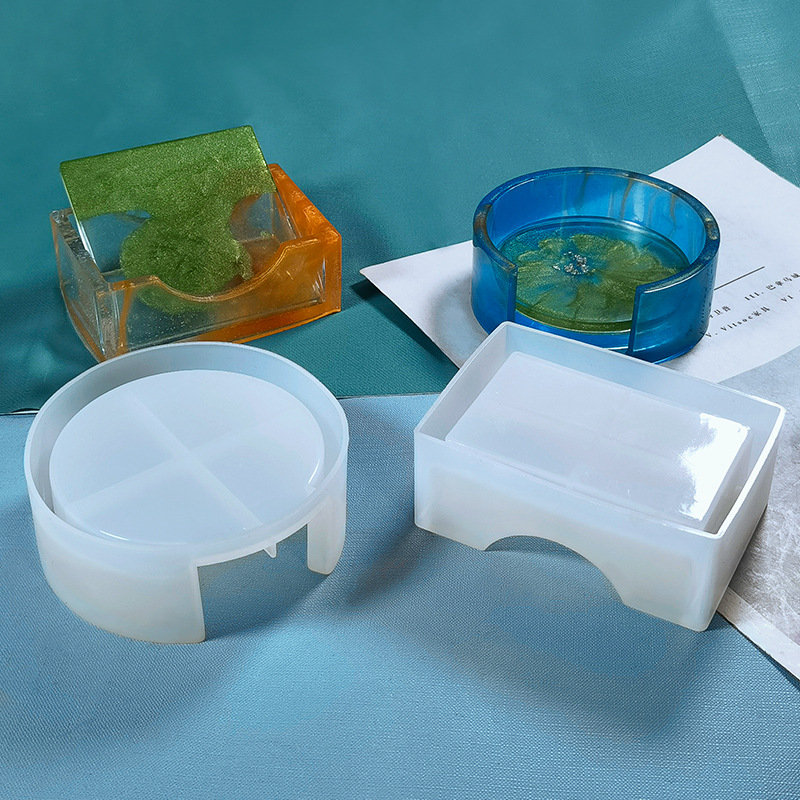 Diy Crystal Drop Glue Epoxy Coaster Round Coaster Box Storage Box Silicone Mold