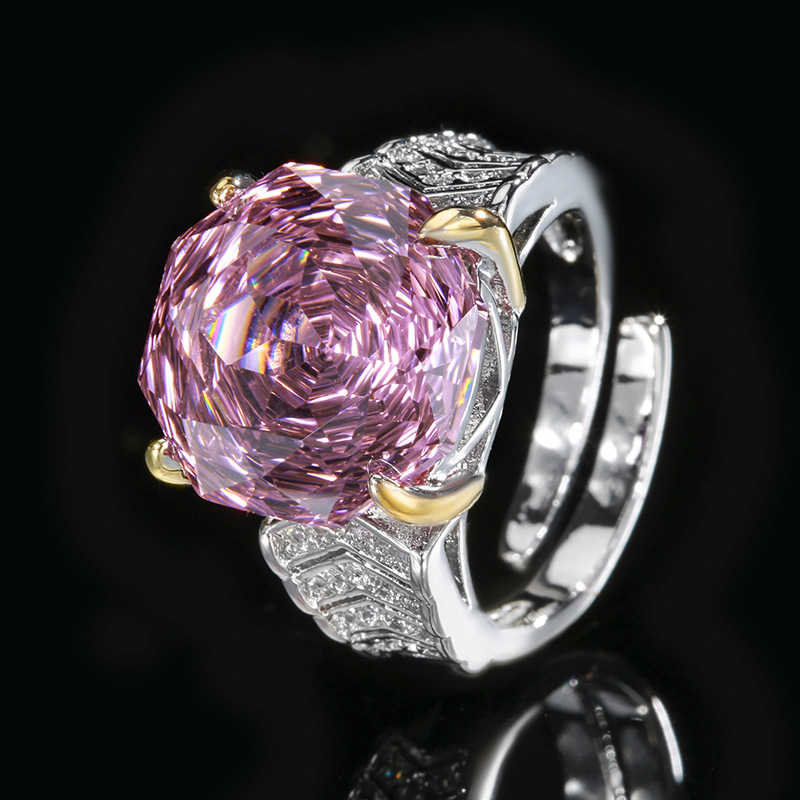 2025 nuevo Zhuangshengsheng Jewelry Fondo de cobre chapado en oro rosa corte seco rosa temperamento traje piedra principal 14-12mm