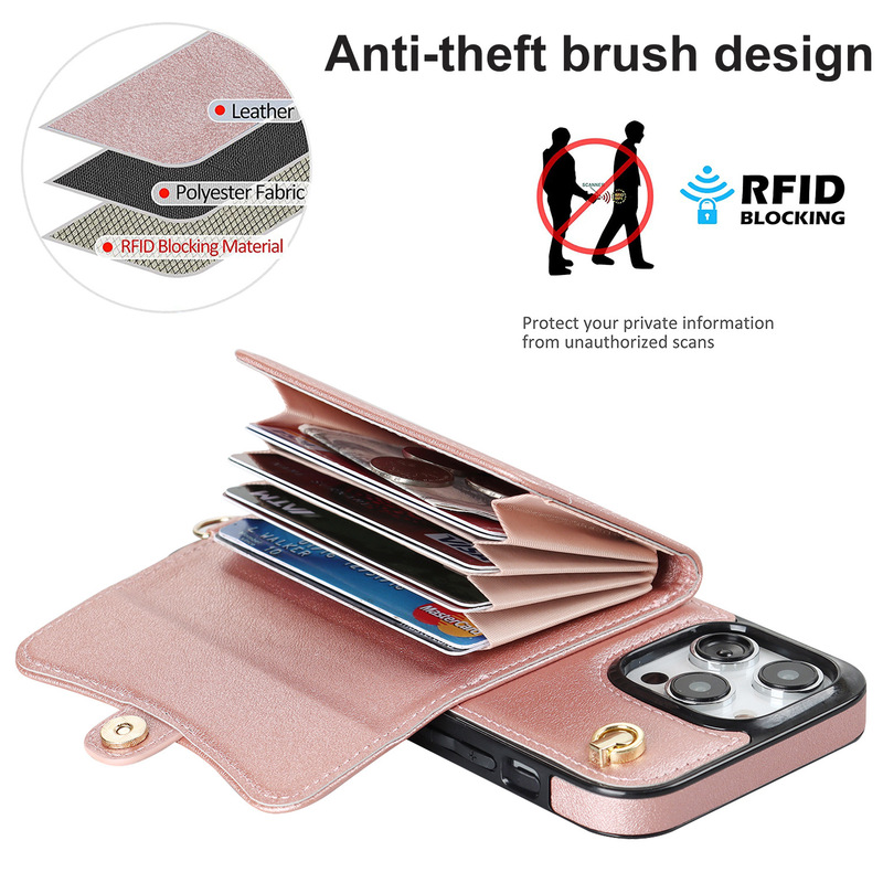 Suitable for Apple 17 Rfid Anti-Theft Phone Case, Samsung S26Ultra Crossbody Accordion Anti-Drop Phone Case