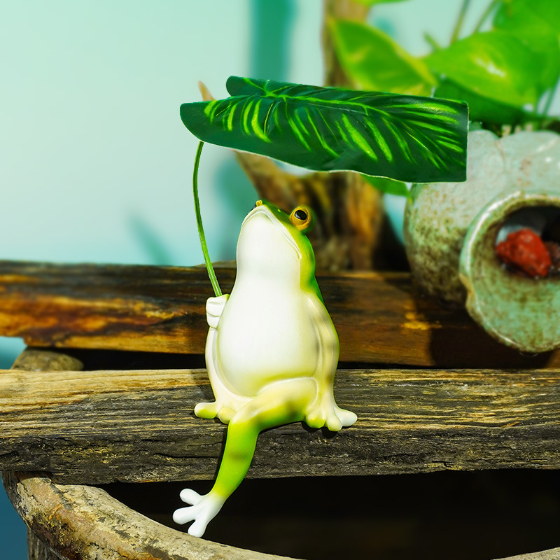 Diseño de micropaisaje, paisajismo, hogar, balcón, artesanías de patio, hojas, sombra, simulación, decoración de ranas, estanque de peces, pecera