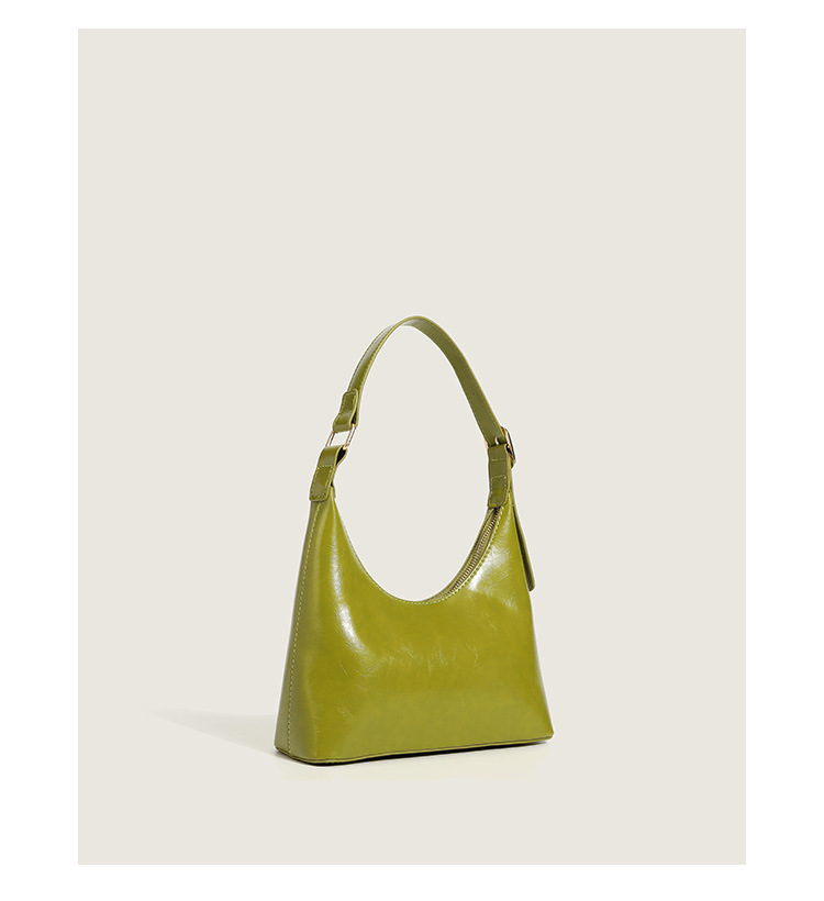 Avocado Green Solid Color Shoulder Underarm Bag24*8*20cm display picture 1