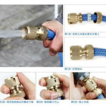 Conector de agua metálico de 4 vías para pistola de lavado de autos, conector de manguera de conexión rápida 1/2, conector rápido, chapado en cobre.
