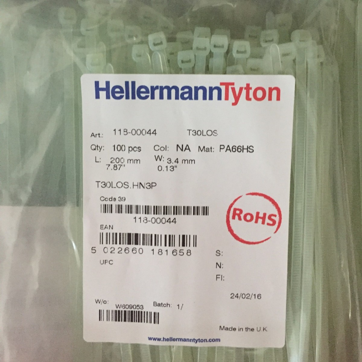 HELLERMANNTYTON������̫ͨT30LOS-HSǳ��ɫ�������� 118-00044