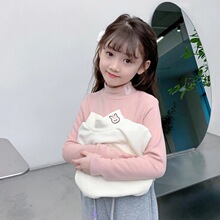 双面绒宝宝半高领长袖打底衫T恤洋气男童女童儿童内搭徳绒上衣潮