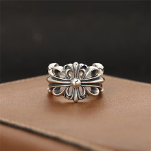 摇滚嘻哈复古戒指男潮人夸张克罗伈食指戒指女十字架雕花指环批发