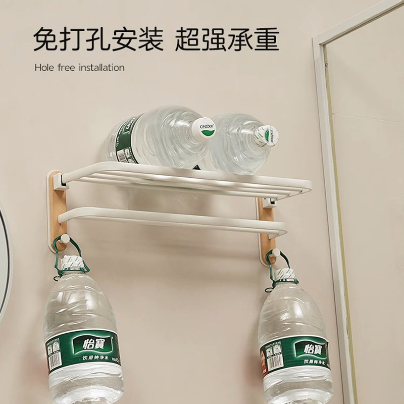 Baño de madera maciza toallero ponche-libre baño rack de almacenamiento montado en la pared nogal baño toallero de almacenamiento