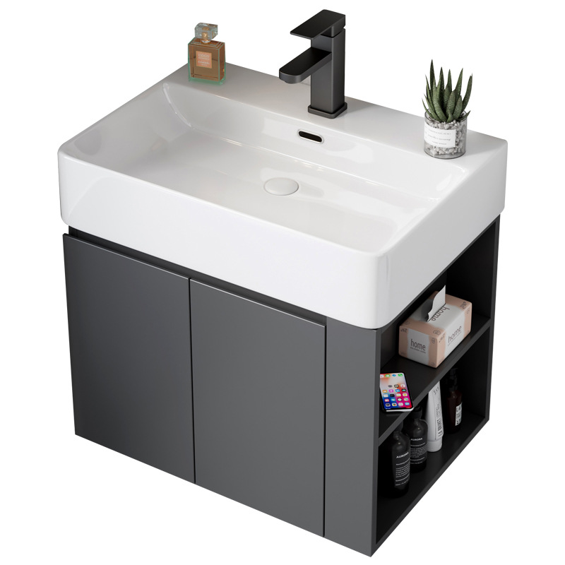 Ultra-Estrecho de madera maciza gabinete de baño combinación baño pequeño apartamento lavabo balcón tamaño pequeño lavabo mesa de lavado