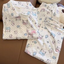可爱波点自嘲熊女士睡衣秋冬季加厚德绒保暖两件套少女家居服