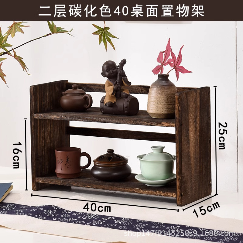 [핫셀링] (탄화컬러) 2단 40 데스크탑 수납선반