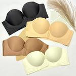 前扣无肩带内衣女小胸聚拢上托显大防滑美背无痕抹胸防走光文胸罩