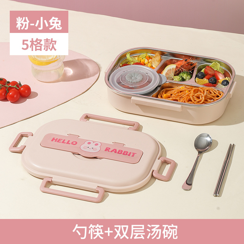 304 de acero inoxidable compartimiento aislado caja de almuerzo estudiante separado sellado caja de almuerzo con tapa caja de almuerzo cuatro rejilla cinco rejilla