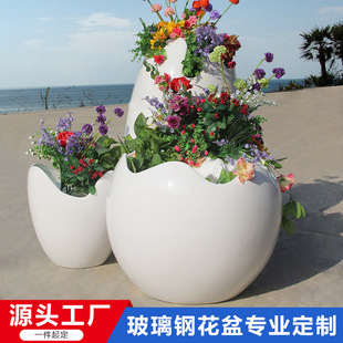 Fiberglass Flower Pots Outdoor Hotel Shopping Mall Creative Flower Pots Floor-Standing Fiberglass Craft Flower Pots Green Belt Flower Pots
