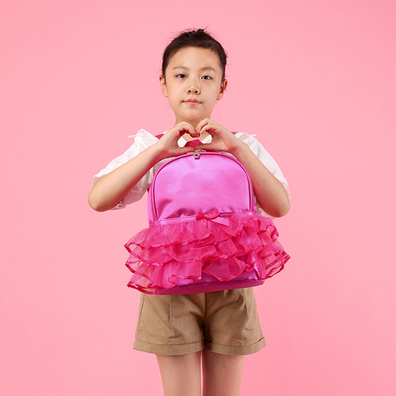 Bolso de baile de encaje dulce para niña con estampado LOGO, bolso de hombro de estudiante de baile de color sólido simple, nuevo bolso para niños