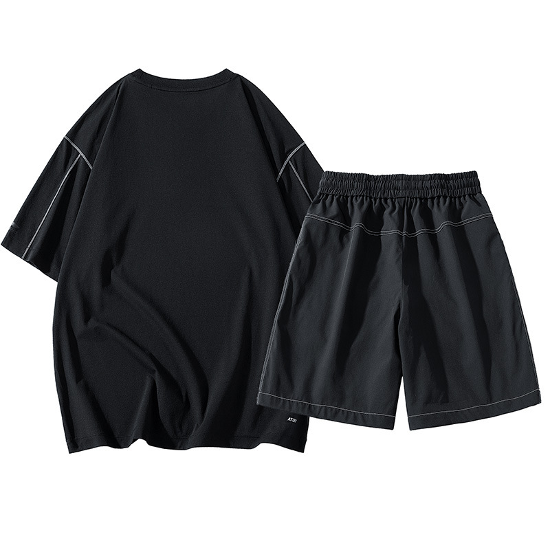 Set de hombre de verano delgado suelto moda casual versátil manga corta hombre gordo más tamaño deportivo de dos piezas set de hombre