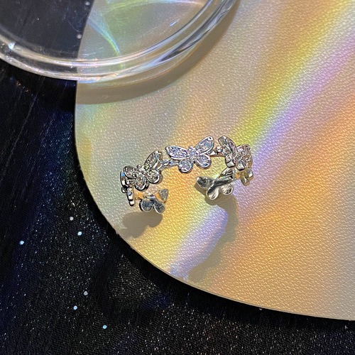 Korean-inspired Instagram-style minimalist exquisite zirconia ring for women, unique design, openable and adjustable finger ring, pearl jewelry.