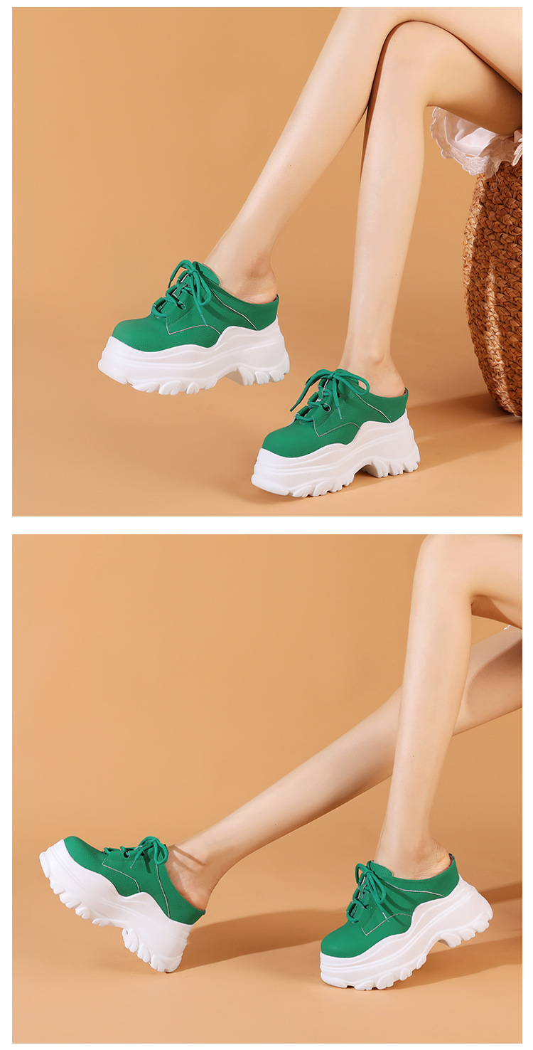 Dép sandal nữ quai chữ V đế dày 10 cm phối ren — Màu đen chi tiết 9