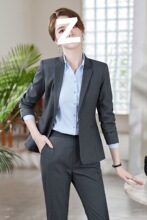 感灰色西装套装女春季2025新款大学生面试正装职业工作服西服