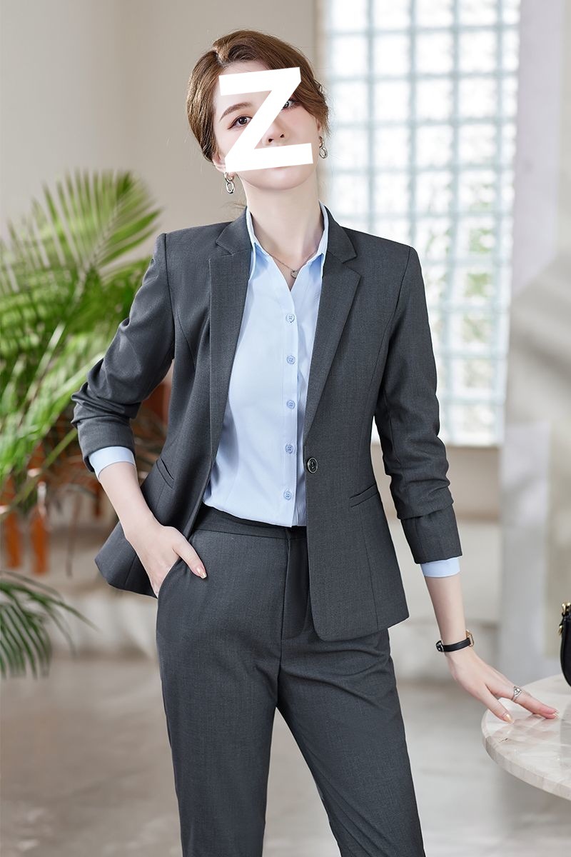 感灰色西装套装女春季2025新款大学生面试正装职业工作服西服