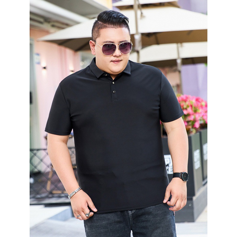 Verano hielo gordo hombre camiseta de manga corta para hombres ganancia de peso polo camiseta gordo tamaño grande suelto media manga grande