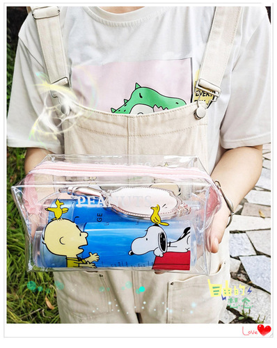 Korean ins Hyuna Flower Transparent Waterproof Cosmetic Bag Women's Portable Large Capacity Girl Storage Travel Toiletries Bag