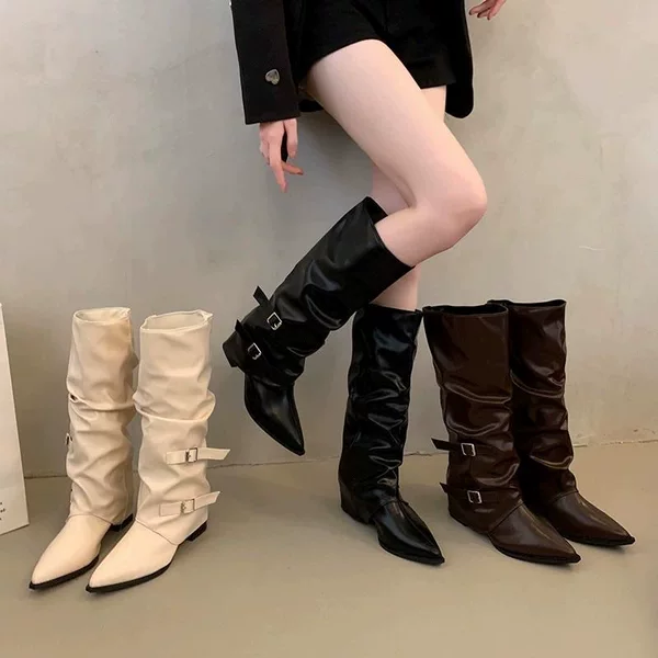 Thick-Heeled High-Heeled High Boots for Women 2025 New Spring and Autum Pointed Toe Boots Long Boots Trouser Boots Knight Boots