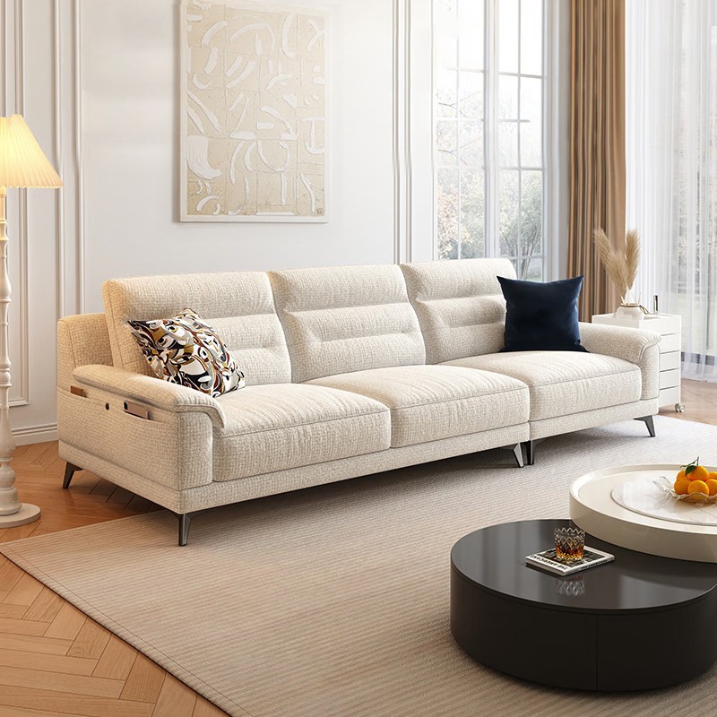 Italiano minimalista algodón lino sofá combinación moderna minimalista sala de estar 2025 nuevo sofá de tela tela de viento crema