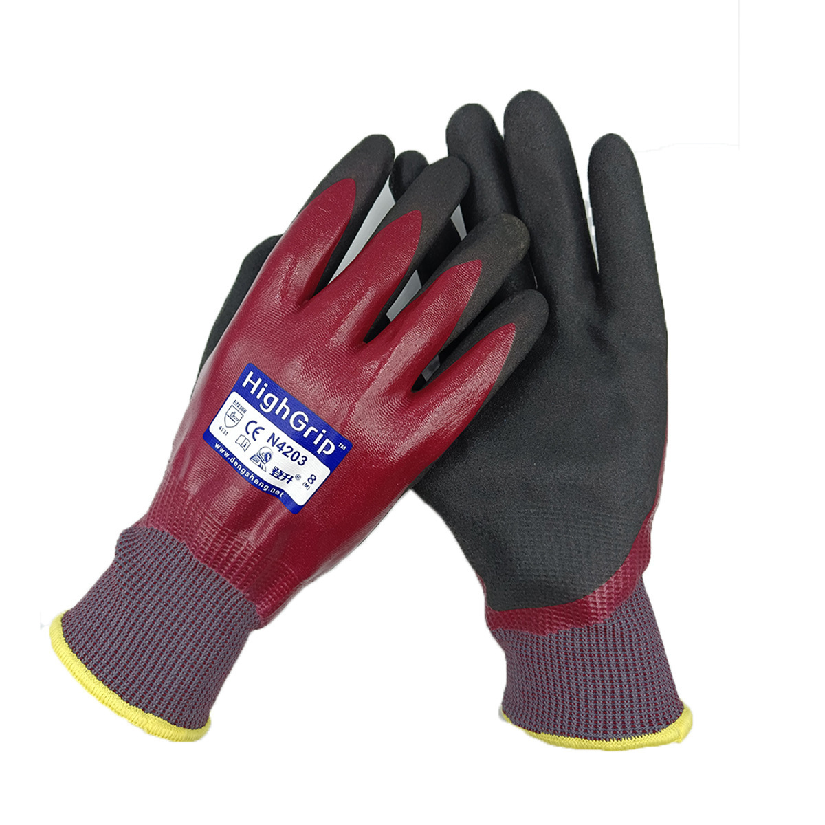 涂胶加厚手套劳动干活耐磨防滑耐油挂涂胶N4203涂胶手套广州批发