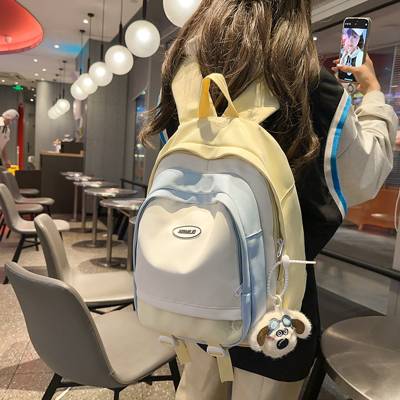 Junior High School Student Party Schoolbag Women's Large Capacity Ins Mori All-match Color Contrast Backpack Commuter Women's High-end Backpack Junior High School Student Party Schoolbag Women's Large Capacity Ins Mori All-match Color Contrast Backpack Commuter Women's High-end Backpack