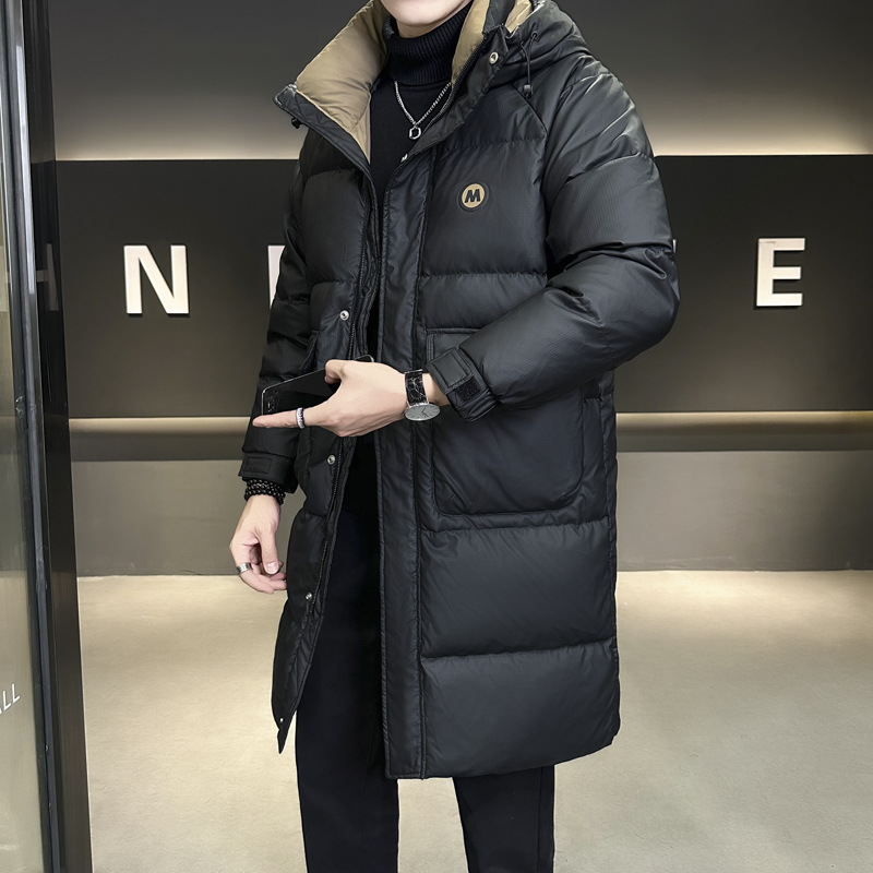 Down Jacket Men's Winter Outwear 2025 New Fashion Brand Mid-Length Hooded Classy Handsome Warm Thickeneded Winter Outwear for Men