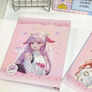 Cartoon Girl's Heart Card Book Beautiful Girl Advanced Campus Card Four-Palace Six-hole Photo Album Small Card Loose-leaf Storage Book