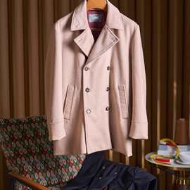 BC男士双排扣西装领羊绒混纺羊毛夹克外套 质感挺括保暖 顺滑亲肤