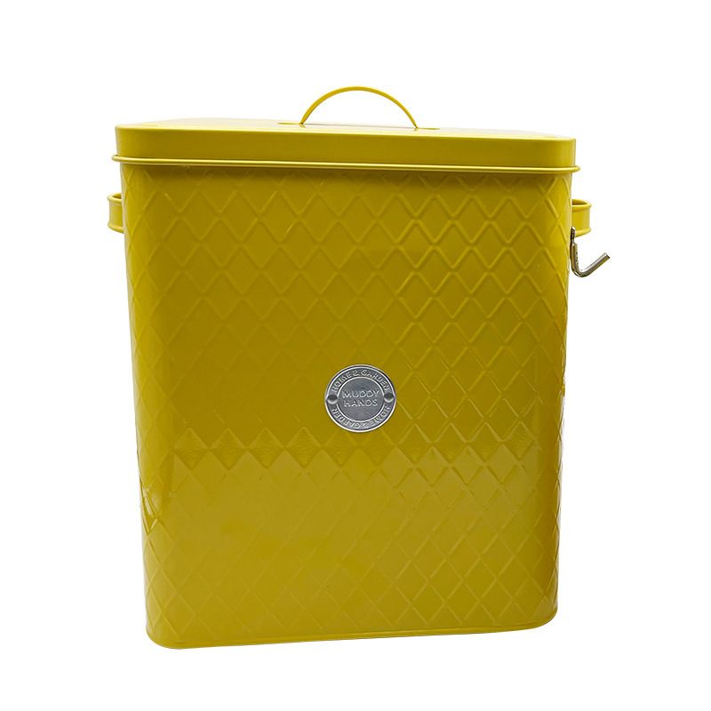 Caja cuadrada con patrón de piña amarilla transfronteriza personalizada del fabricante Caja sellada Tanque de alimentos Tanque de almacenamiento cuadrado con manija de tapa